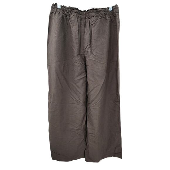 New NWT Wide Leg Linen Blend Pants Brown Size Large‎ - Picture 3 of 8